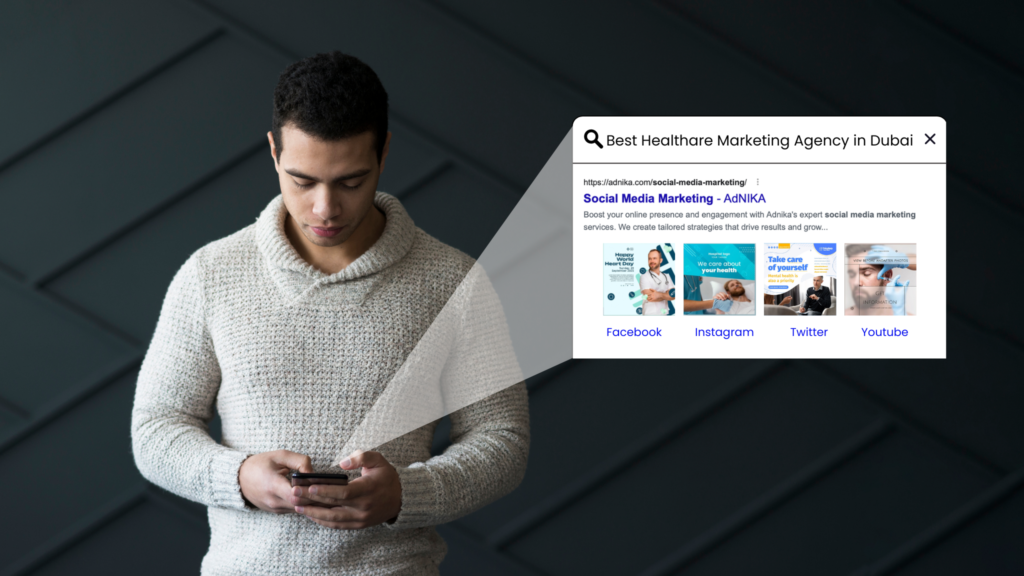 Person searching for the Best Healthcare Marketing Agency with Social Media